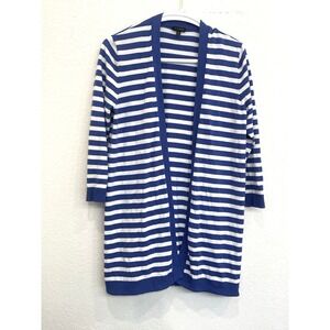 Talbots Open Cardigan Sweater Medium Cotton Tencel Lyocell Resortwear Beach Blue